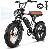 CYCROWN CycRun Electric Bike, 1500/1000W Peak Motor Ebikes for Adults, Single/Dual Battery Max 32/45 KMH Speed Retro Electric