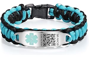 Theluckytag Medical Bracelets for Sport Men Women with QR Code Medical Alert ID Bracelets - Nylon Waterproof Wristband Fits Wrists Up to 7 inches - More Space Custom Emergency Med ID Alert Info