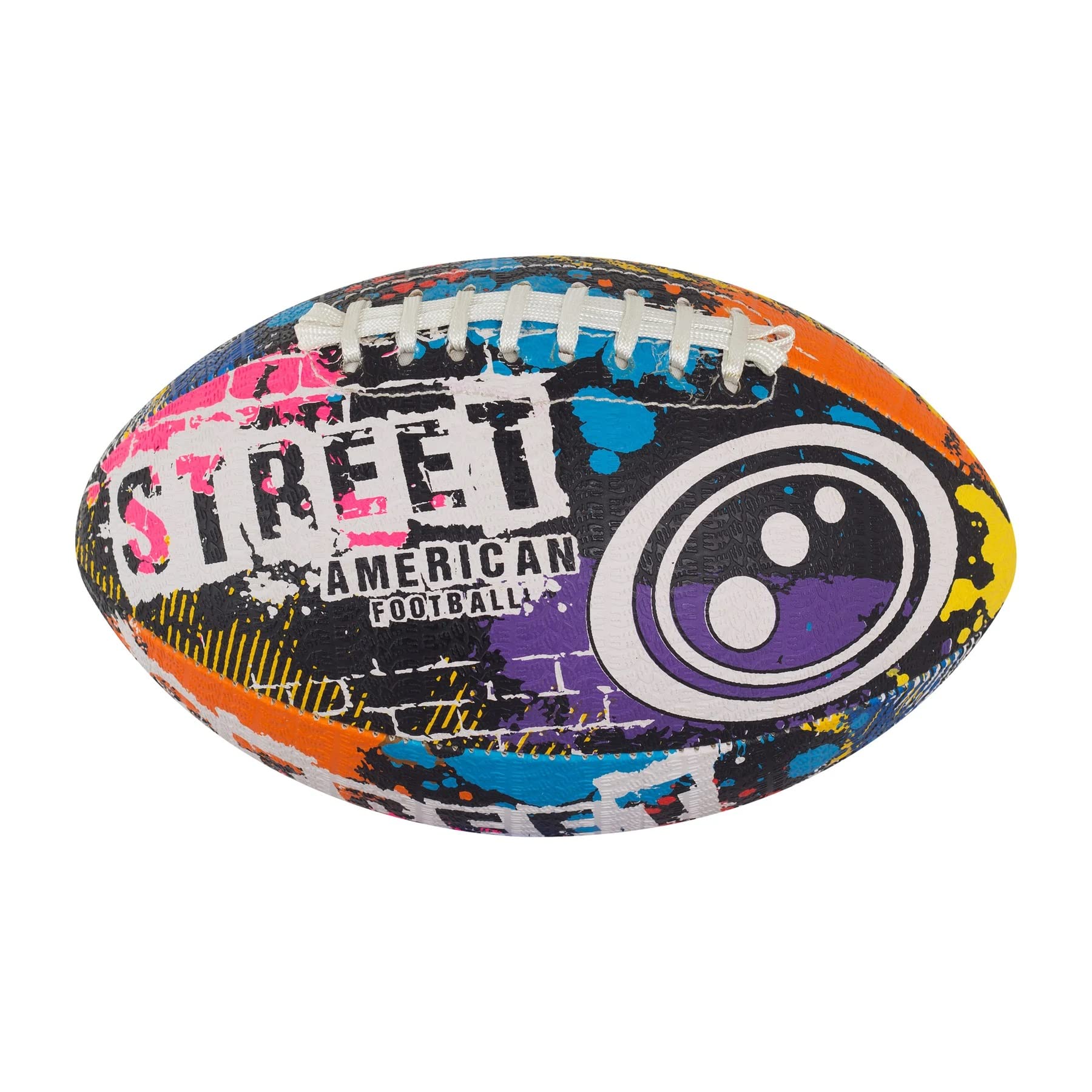 Optimum Street Mini American Football – Durable Rubber Training Ball - Tyre Grip Surface – Multi-Colour Design for Kids Beginners and All-Weather Play