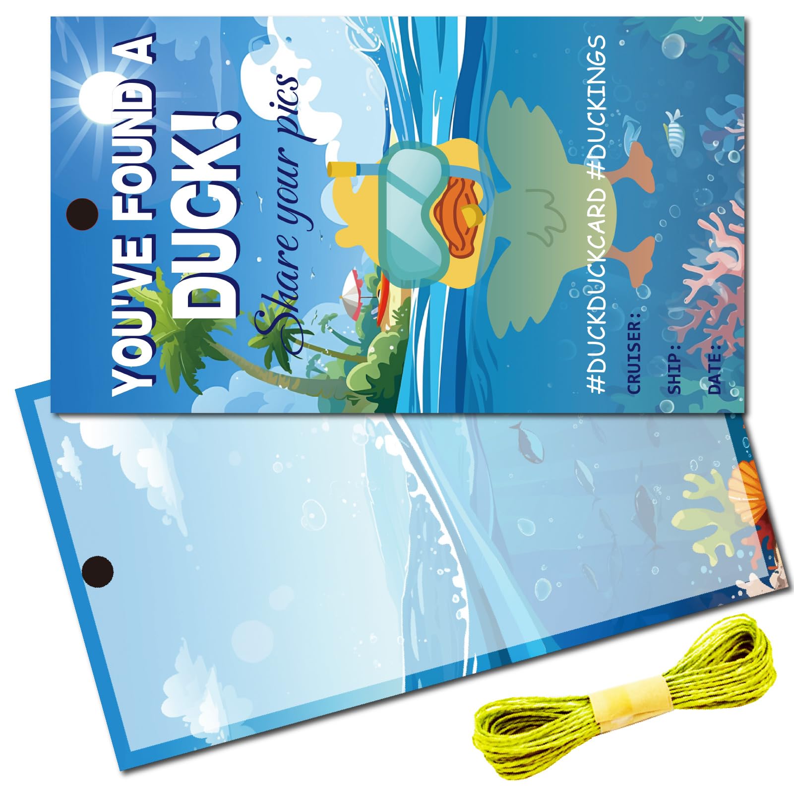 CREATCABIN 50 PCs You've Found A Duck Tags Swimming Duck Tag DIY Duck Card Double Sided in with Hole and Twine for Car Hanging Decor Friends Lucky Pass on 3.5x2 Inch-Share Your Pics