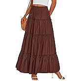 PRETTYGARDEN Boho Maxi Skirts for Women Trendy Summer 2026 Spring Long Flowy A Line Tiered Skirt Beach Vacation Clothes Dress