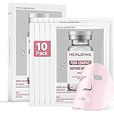 HEALOINE Salmon DNA PDRN Pink Deep Collagen Face Mask,Overnight Sensitive Irritated Skin Face Mask,Hydrating, Firming and Moisturizing Korean Facial Mask 30g*10ea