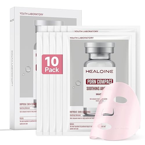 HEALOINE Salmon DNA PDRN Pink Deep Collagen Face Mask,Overnight Sensitive Irritated Skin Face Mask,Hydrating, Firming and Moisturizing Korean Facial Mask 30g*10ea