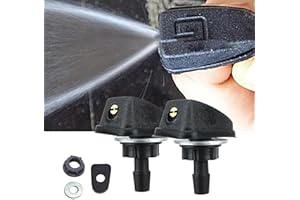 Flygun Pack-2 Car Wiper Nozzles, 0.31" Front Windshield Washer, Single Hole Adjustable Sprayer Head Kit, Automotive Fan-shaped Washer Replacement, Universal for Most Vehicles（Black)