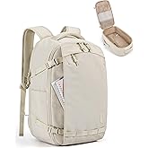 BAGSMART Travel Backpack Women, 15.6 Inch Carry On Backpack Flight Approved, TSA Approved Personal Item Travel Bag, Water Resistant Weekender Bag Luggage Daypack, Beige