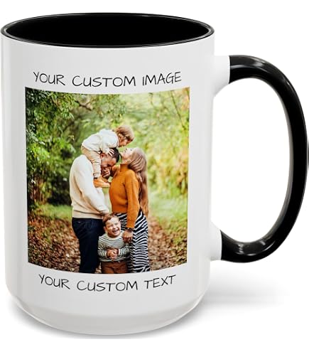 Amazon.com: Personalized Photo Mug- Upload Any Image And Add Text - Large  15 oz White Ceramic Coffee Mug Cup : Home & Kitchen
