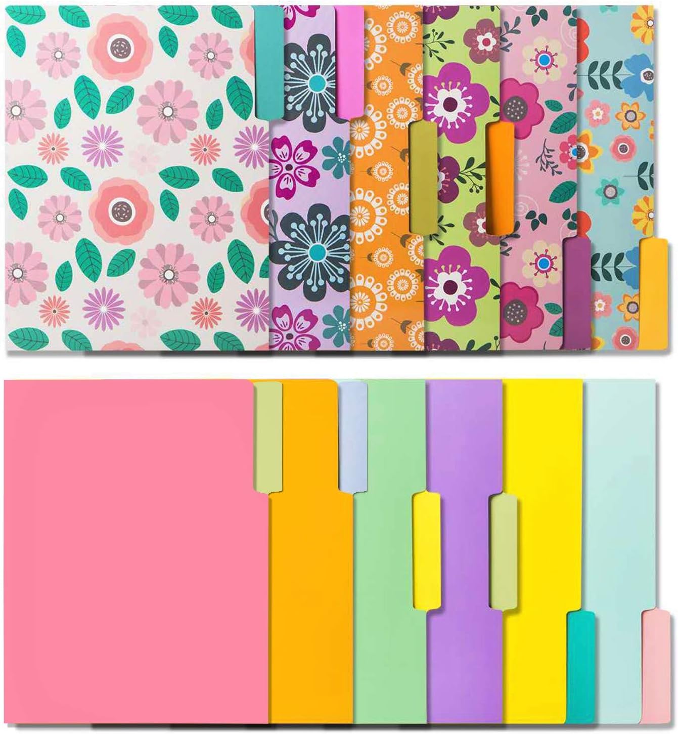 12 Cute File Folders -Floral File Folders & Colored File Folders in Vibrant Colors -Decorative File Folders -Pretty File Folders- 300 gsm Thick, Letter Size File Folders - 9.5 x 11.5 inch (Pack of 12) : Office Products