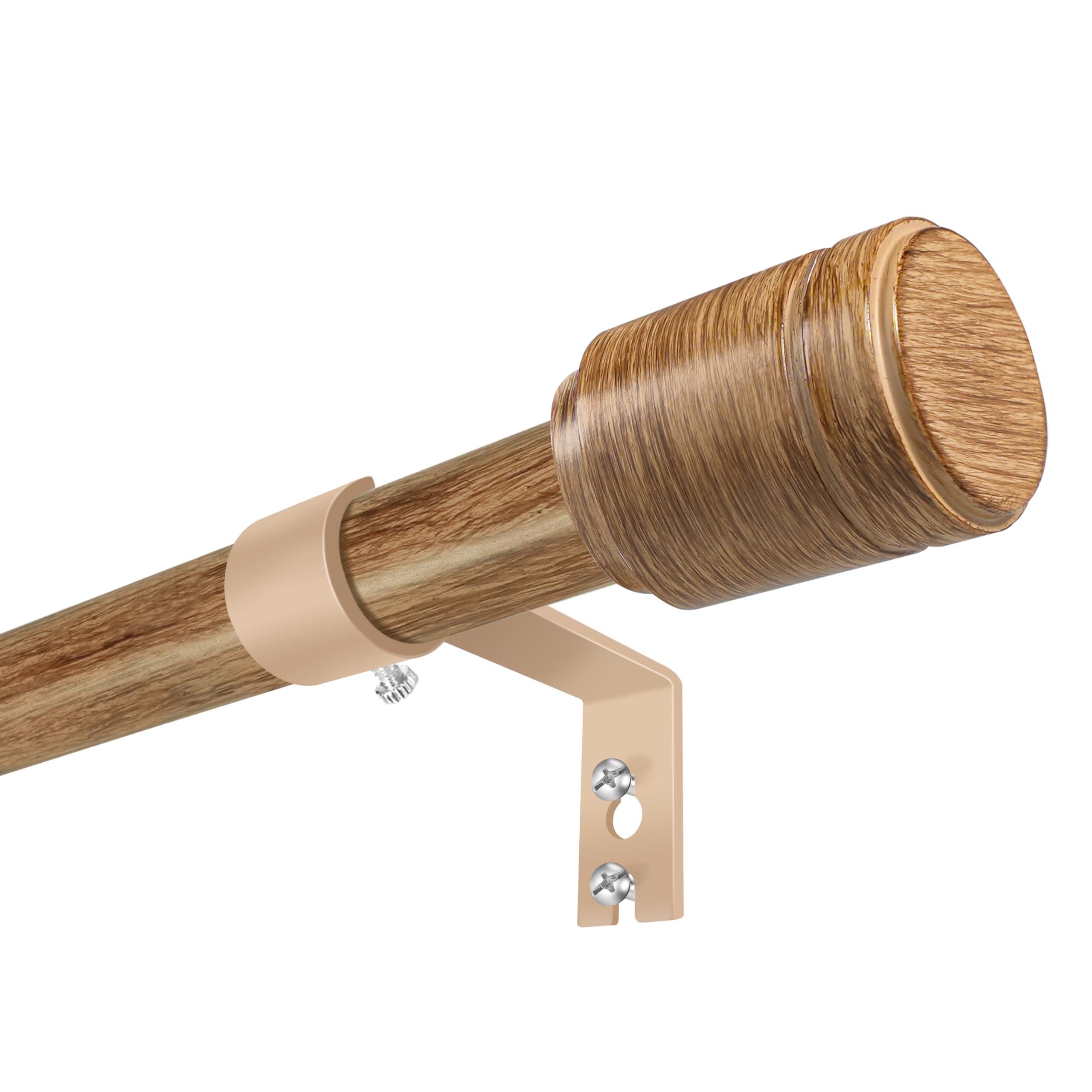 5/8” Diameter Curtain Rods 30-90 Inch, for 30-84 Inch Windows, Adjustable Splicing Wood Grain Curtain Rods for Windows with Brackets, Window Rod Long Small Curtains Rod, 2 Pack Image