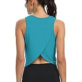 Mippo Workout Tops for Women Cropped Open Back Sleeveless Tank Tops Athletic Gym Yoga Shirts Loose Fit
