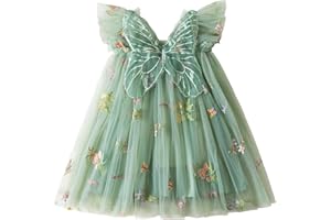 NNJXD Baby Girl Tulle Dress Casual Flower Embroidery Toddler Dresses