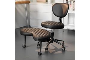 HOMRELEXA Cross Legged Office Chair, Ergonomic Criss Cross Design, Wide Comfy Desk Seat, ADHD Meditation Chair with Wheels, Adjustable Height Kneeling Chair with Back Support