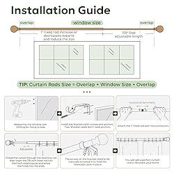 Zeerobee Wood Curtain Rods for Windows 32 to 168, 1
