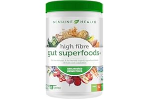 Genuine Health High Fibre Gut Superfood – Organic Fruit & Vegetables Powder, Natural Fibre Supplement - No Sugar Added, Vegan