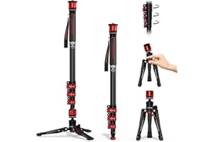 IFOOTAGE 71" Professional Monopod, Carbon Fiber Monopod for DSLR Cameras, Portable Travel Camera Monopod with feet Max Load 1
