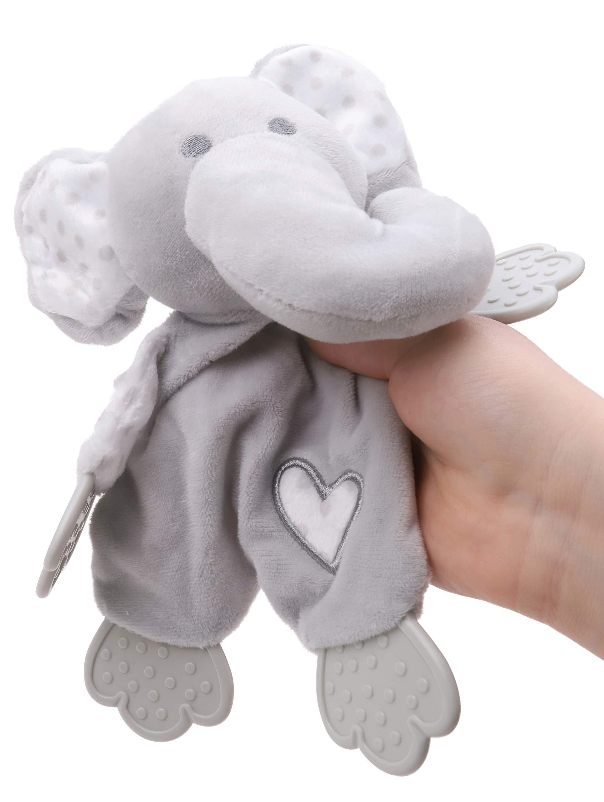 Toyland® 23cm x 22cm. Available in Plush Puppy Comforter And Elephant Comforter - With Teething Aid - Soft Plush Toy - Suitable From Birth. (Elephant Comforter)