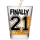 Make Em Laugh Finally 21 Birthday Shot Glass - Birthday Gift - Celebrate Turning Twenty-One - 21st Birthday Gifts for Him or Gifts for Her - Shot Glass for 21st bday