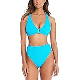 Bleu Rod Beattie Women's Standard Pucker Up Over-The-Shoulder Cross-Back Halter D Cup Top, Coldwater
