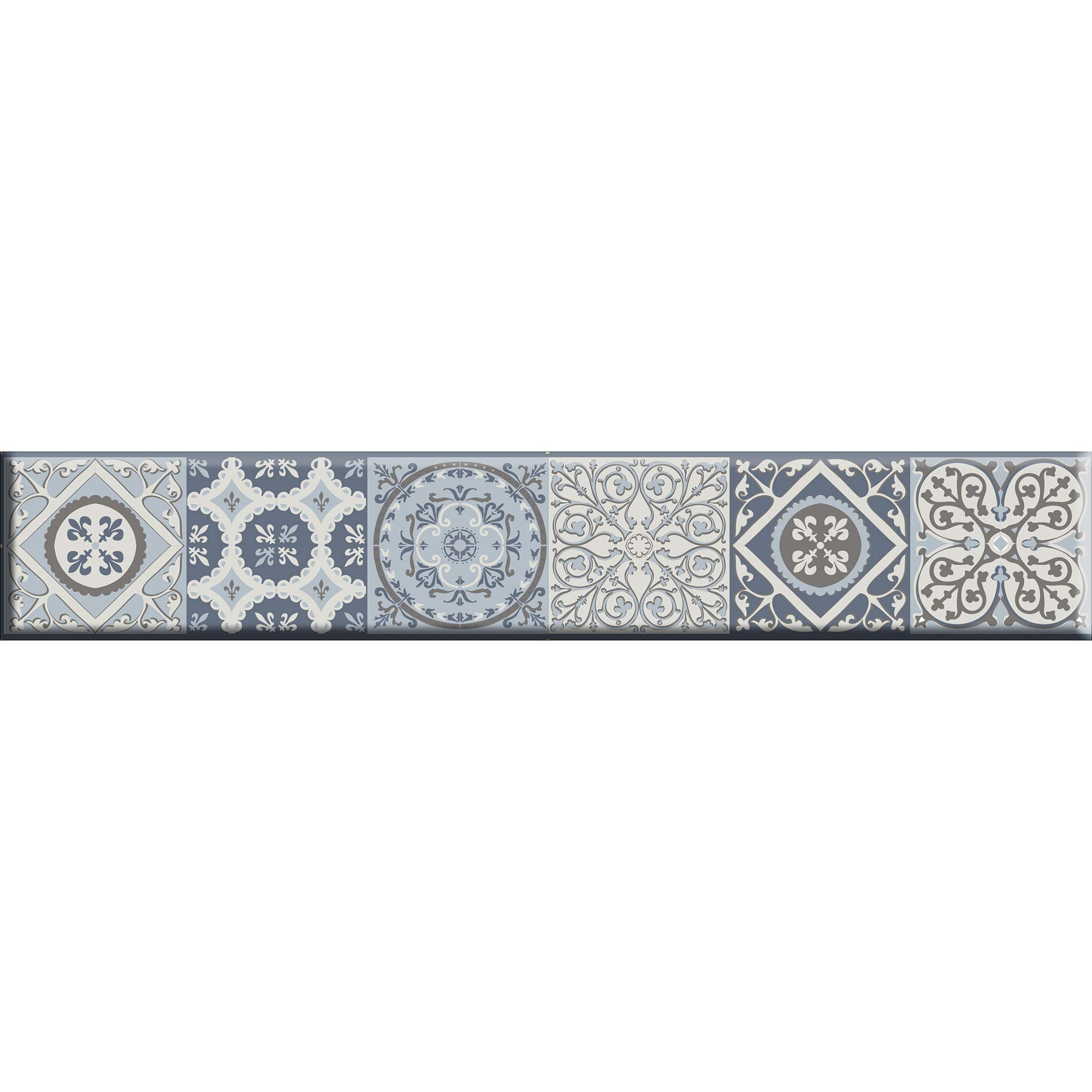 PLAGE Wall Border Sticker Domed 3D-Brenta, Grey and Blue, 10 Items of 2,5 x 15cm Each one
