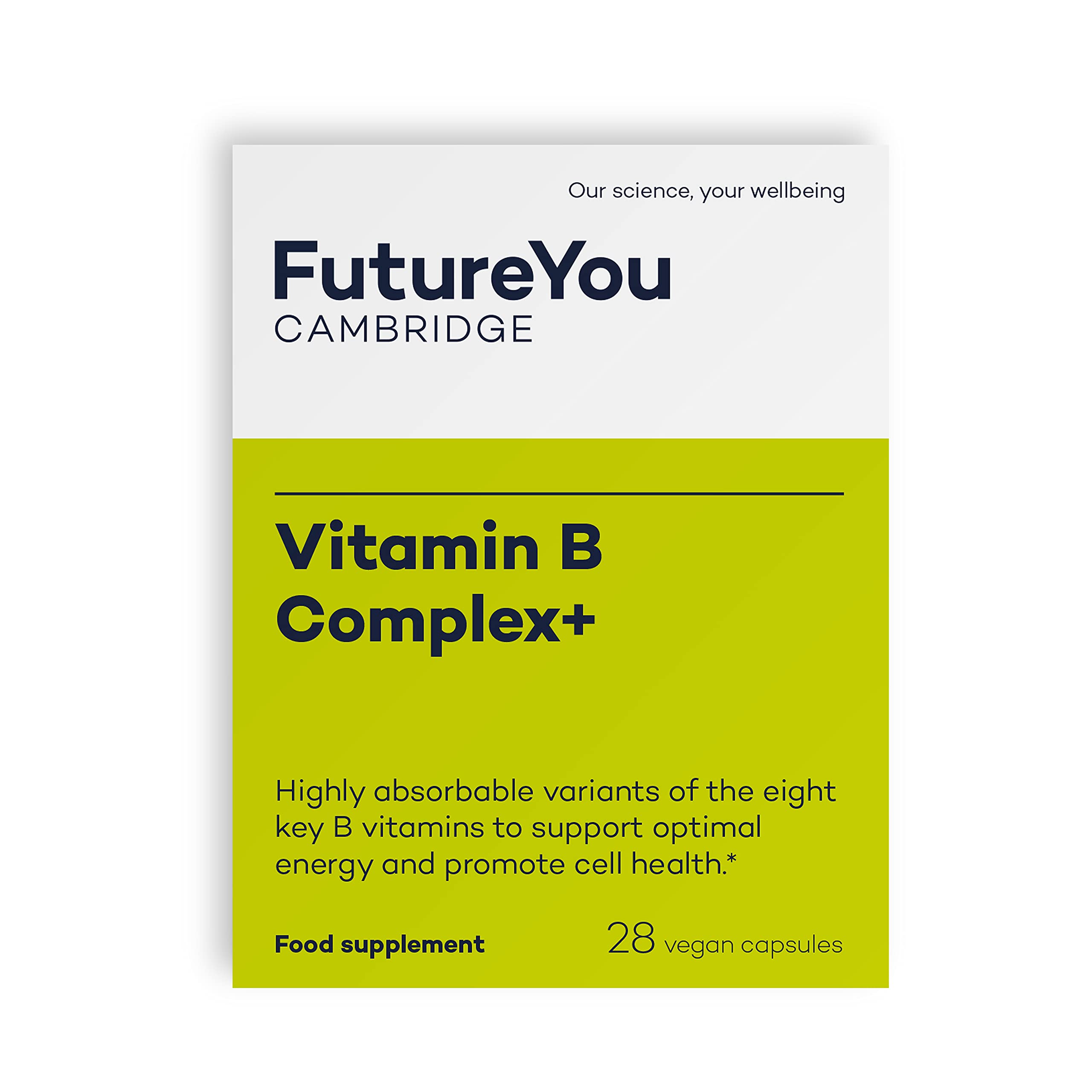Vitamin B Complex+ Supplements – 8 Key B Vitamins for Optimal Cell Health – Energy Capsules with Biotin and High Strength Vitamin B12 – Vitamins for Tiredness and Fatigue by FutureYou Cambridge