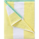 HENBAY Cotton Oversized Beach Towel - Large 70 x 35 Inch Pool Towel, Yellow Striped Quick Dry Swimming Cabana Towel