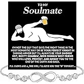 To My Soulmate Bracelet For Women, Funny Gifts For Girlfriend, Personalized Christmas Presents For Girlfriend, Best Birthday Meaningful Gift Ideas For Wife, Women Romantic Jewelry For Her Anniversary