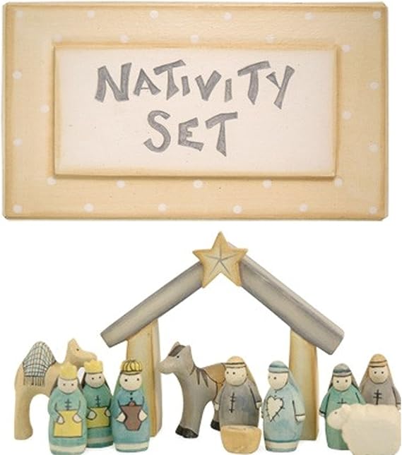 East of India Mini Wooden Nativity Set in Box Amazon.co.uk Kitchen & Home