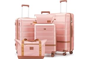 NEISIA Luggage Sets 3 Piece, Suitcases with Wheels, Hardshell Suitcase Set, PC+ABS Carry on Luggage Set with TSA Lock, Travel Luggage (Pink)