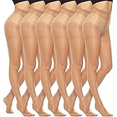 MANZI 6 Pairs 20D Women's Sheer Tights Ultra Thin High Waist Pantyhose Thigh Stockings