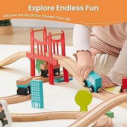 Tiny Land Wooden Train Set for Toddler - 39