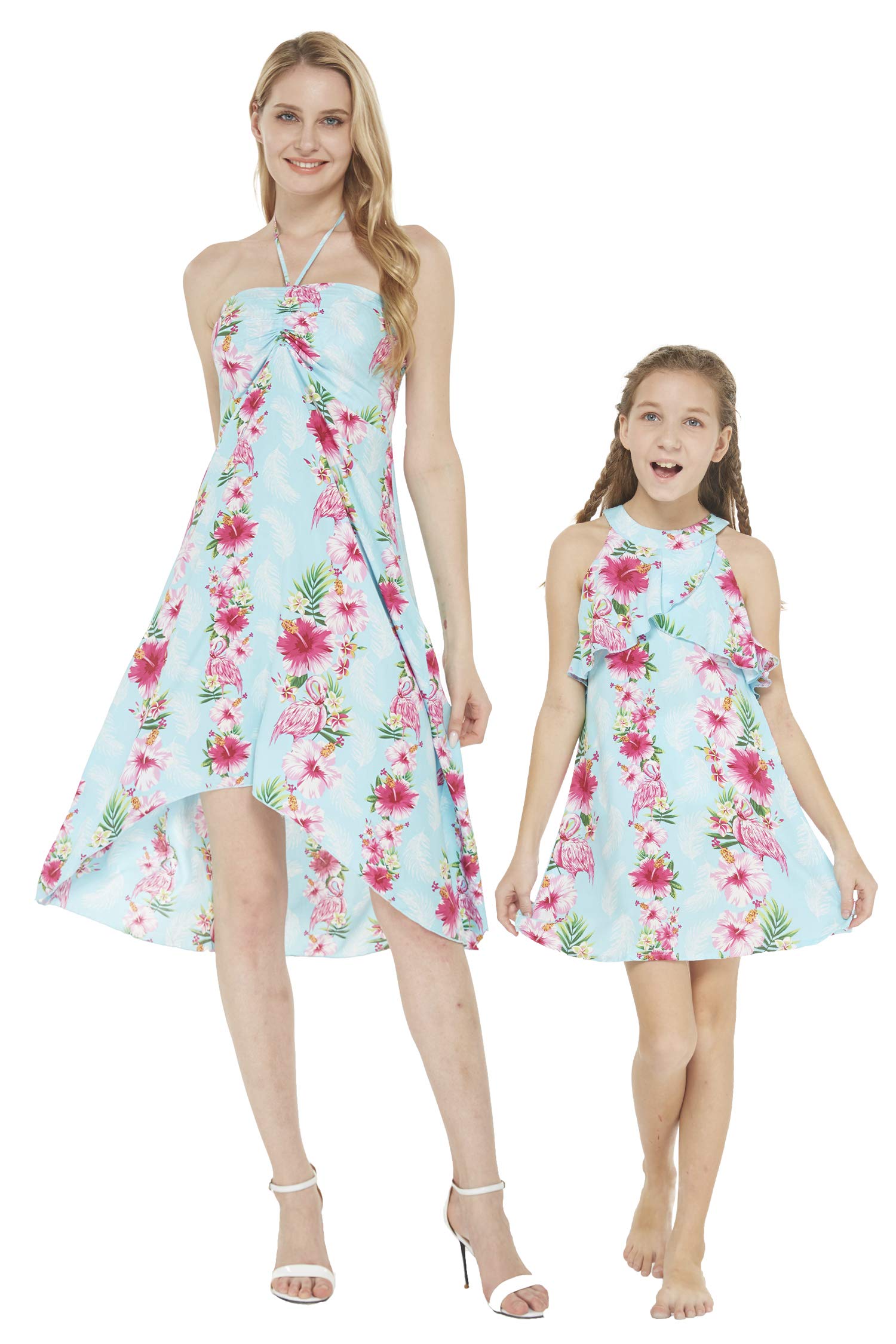 Matching Hawaiian Luau Mother Daughter Halter Dress