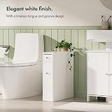 VonHaus Holbrook Slim Bathroom Storage Unit White Narrow Cabinet with Drawer view 4