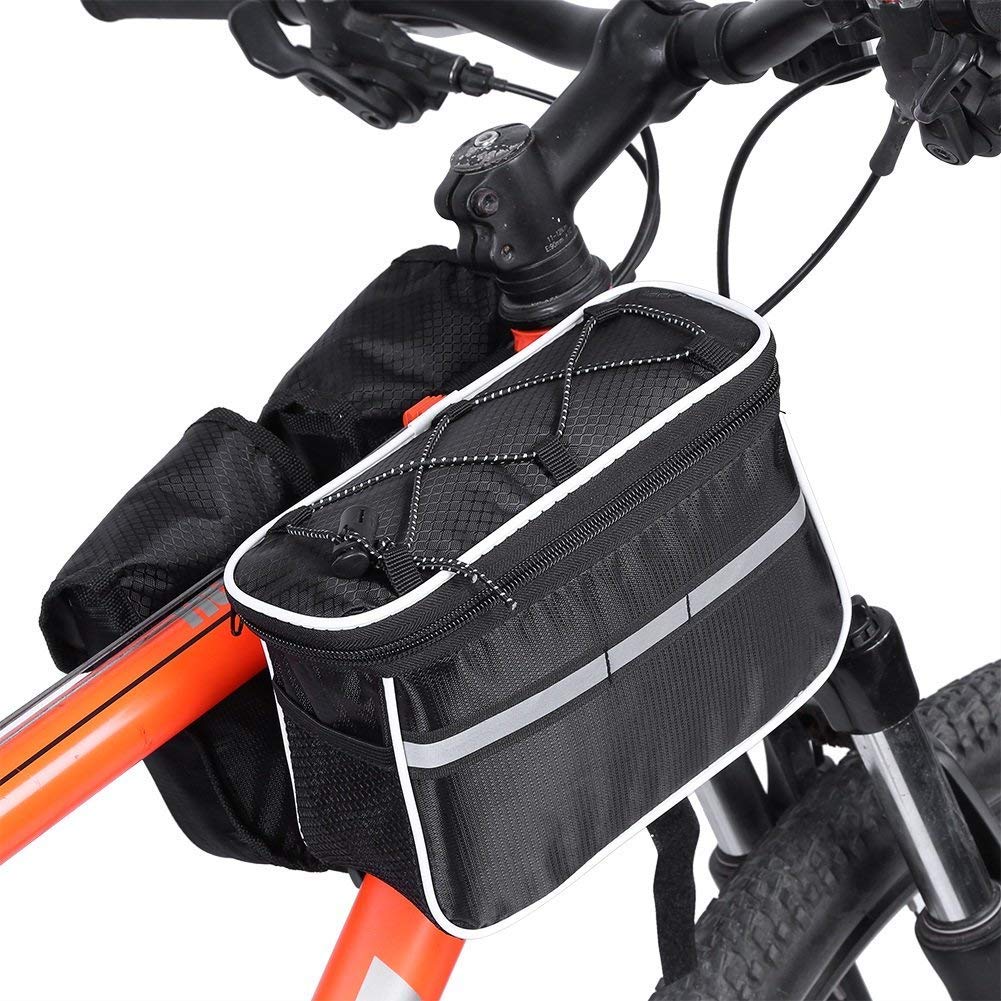 4 In 1 Multi-function Bike Bag Cycling Bicycle Mountain Front Top Rear Pouch Tube Bag With Reflective Stripe And Rain Cover (Color : Black) Cycling Racking And Storage