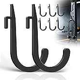 ViewKurM 6PCS Squat Rack Hooks, Power Rack Attachments for Home Gym Storage | J hooks for Squat Rack,Power Rack Hooks,Portale, Squat Rack Accessories for Resistance Bands, Barbell Collars,Black Steel