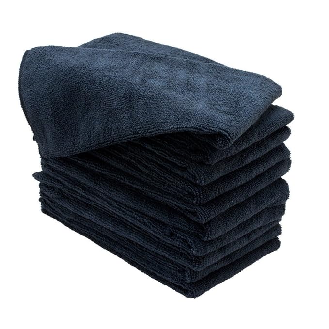 6 BLACK MICROFIBER TOWEL CLEANING CLOTHS BULK 16X27 HAND TOWELS DETAILING Home