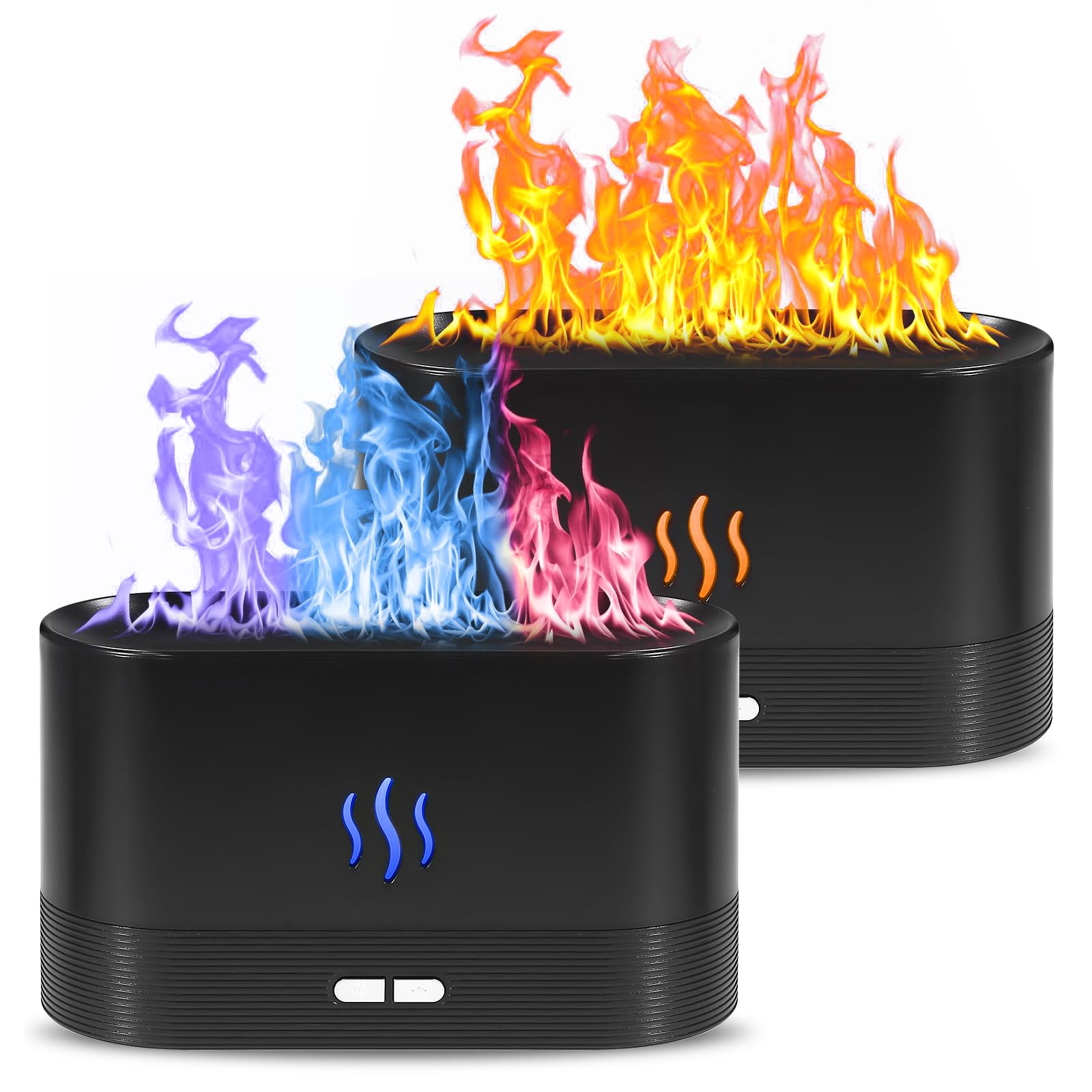 Photo 1 of 2 Pack Essential Oil Diffuser,Colorful Flame Air Aroma Diffuser Humidifier,Upgraded 7 Flame Colors Noiseless Essential Oil Diffuser for Home,Office,Yoga with Auto-Off Protection(180mL,Black)
