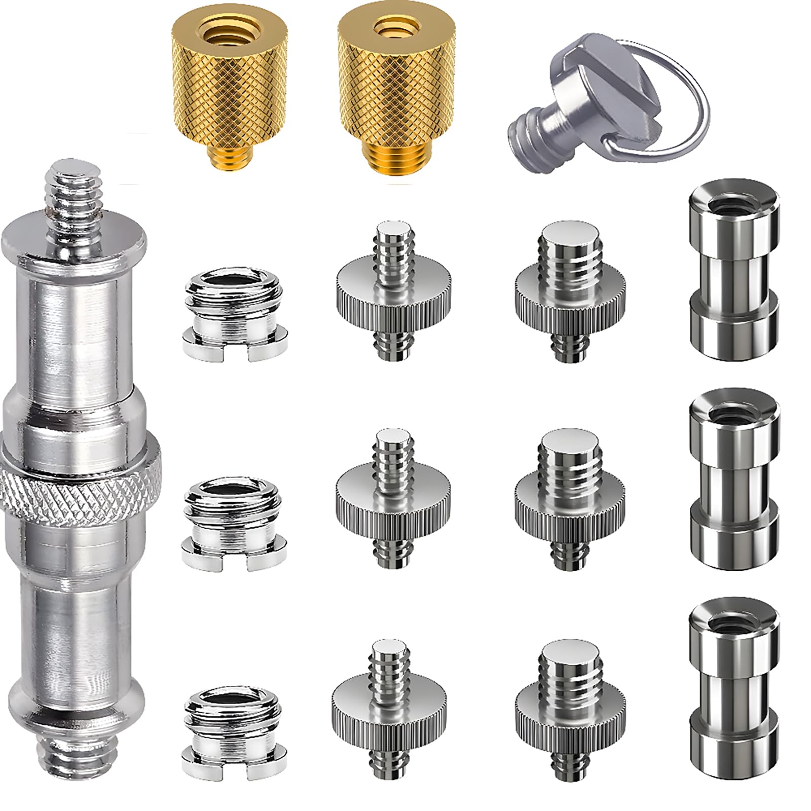 Camera Screw, CESFONJER Tripod Screw 1/4" to 1/4" Converter 1/4" to 3/8" Converter Threaded Screws and 1/4" D-Ring quick release screw (16pcs)