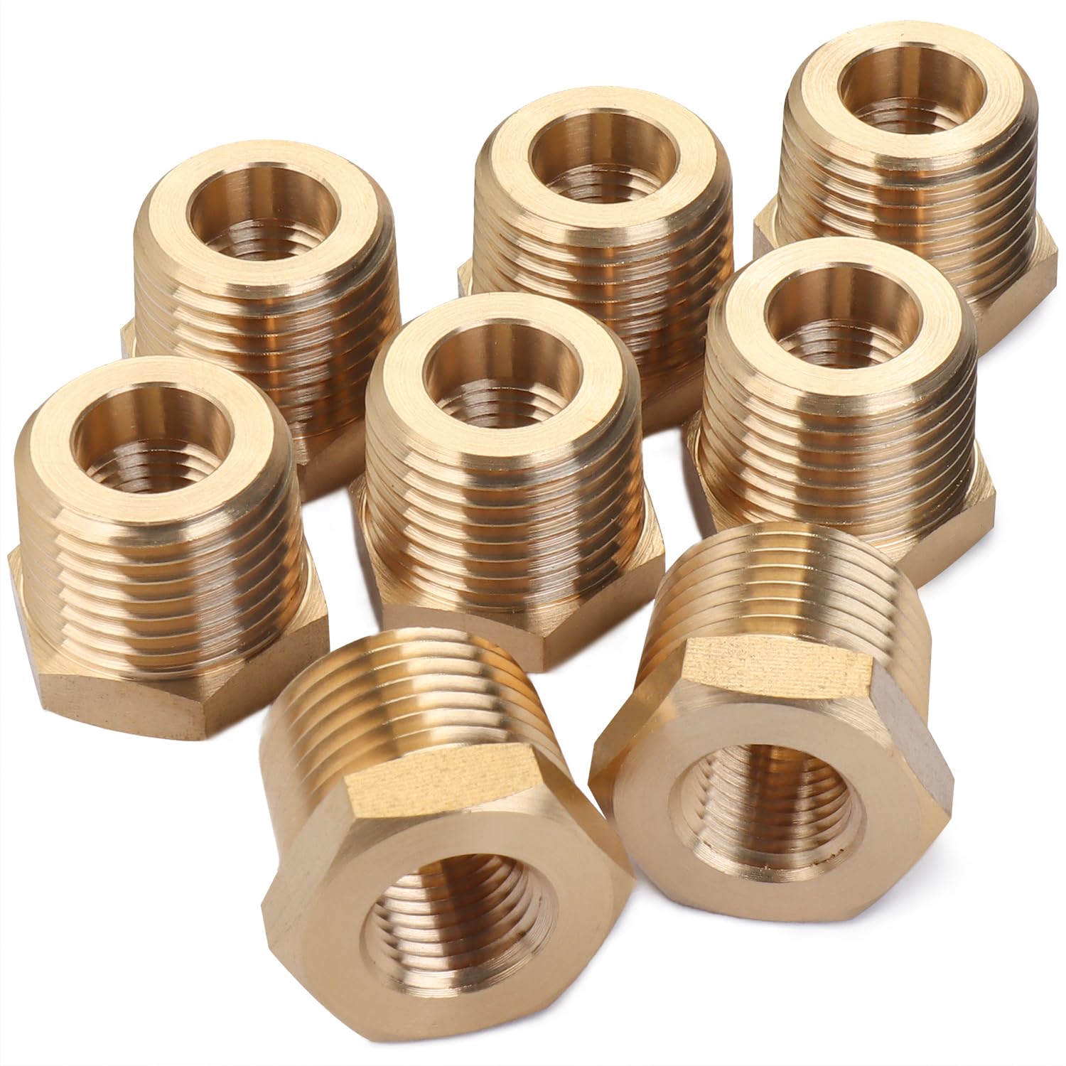 LTWFITTING Brass Pipe 1/2-Inch Male BSPT x 1/4-Inch Female BSPP Hex Bushing Reducer Fittings Fit for Steampunk Sconce, Water Temp Sensor (Pack of 25)