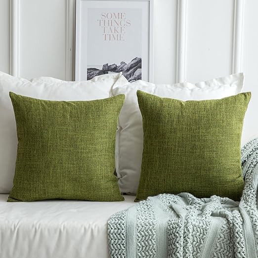 Amazon Com Miulee Pack Of 2 Decorative Linen Burlap Pillow Cover