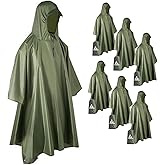 VZZNN 6 Pack Hooded Rain Ponchos for Adults Unisex Raincoat for Women Men