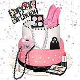 Chunful 9 Pcs Makeup Cake Topper Makeup Birthday Party Decorations 3D Resin Cosmetics Lipstick Perfume Bottle Eye Shadow Blush Make up Cake Decoration for Bridal Shower Bachelorette Women Spa Birthday