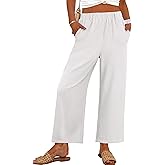 ANRABESS Womens Wide Leg Pants Summer Lounge Elastic Waist Palazzo Pants Lightweight Beach Vacation Trousers with Pockets