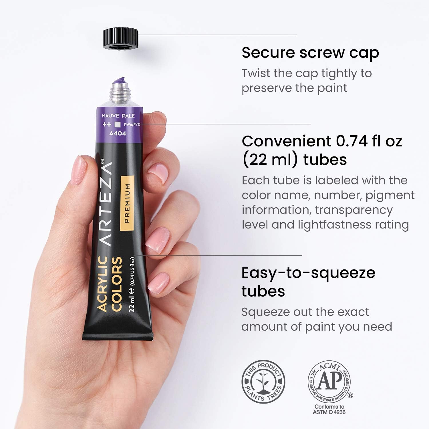 ARTEZA Acrylic Paint, Set of 60 Colors/Tubes (22 ml, 0.74 oz.) Art Supplies Paint Set, Rich Pigments, Non Fading, Non Toxic Paints for Artist, Hobby Painters & Kids, Ideal for Canvas Painting : Office Products