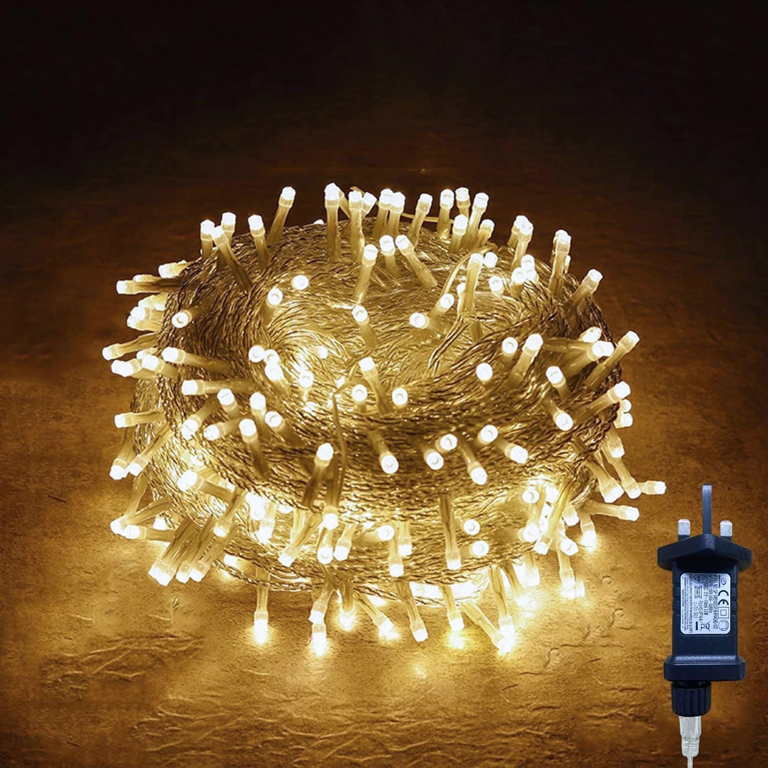 Gresonic 100/200/300/400LED Fairy Lights,8 Modes Timer String for Bedroom Plug in,Warm White Outdoor Garden Mains Powered Waterproof Christmas for Party (8 Modes Warm White, 800LED) — image 1