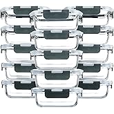 M MCIRCO [15-Pack,13 oz 1.5 Cup Glass Meal Prep Containers, Small Glass Food Storage Containers with Lids,Airtight Lunch Containers, Microwave, Oven, Freezer and Dishwasher Friendly, BPA-free