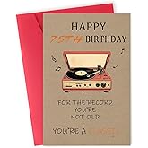 FSSDAS Funny 75th Birthday Card for Men Women, Happy 75th Birthday Decorations Gifts for Mom Dad, Vintage 75 Years Old Cards Gift Idea for Grandpa Grandma