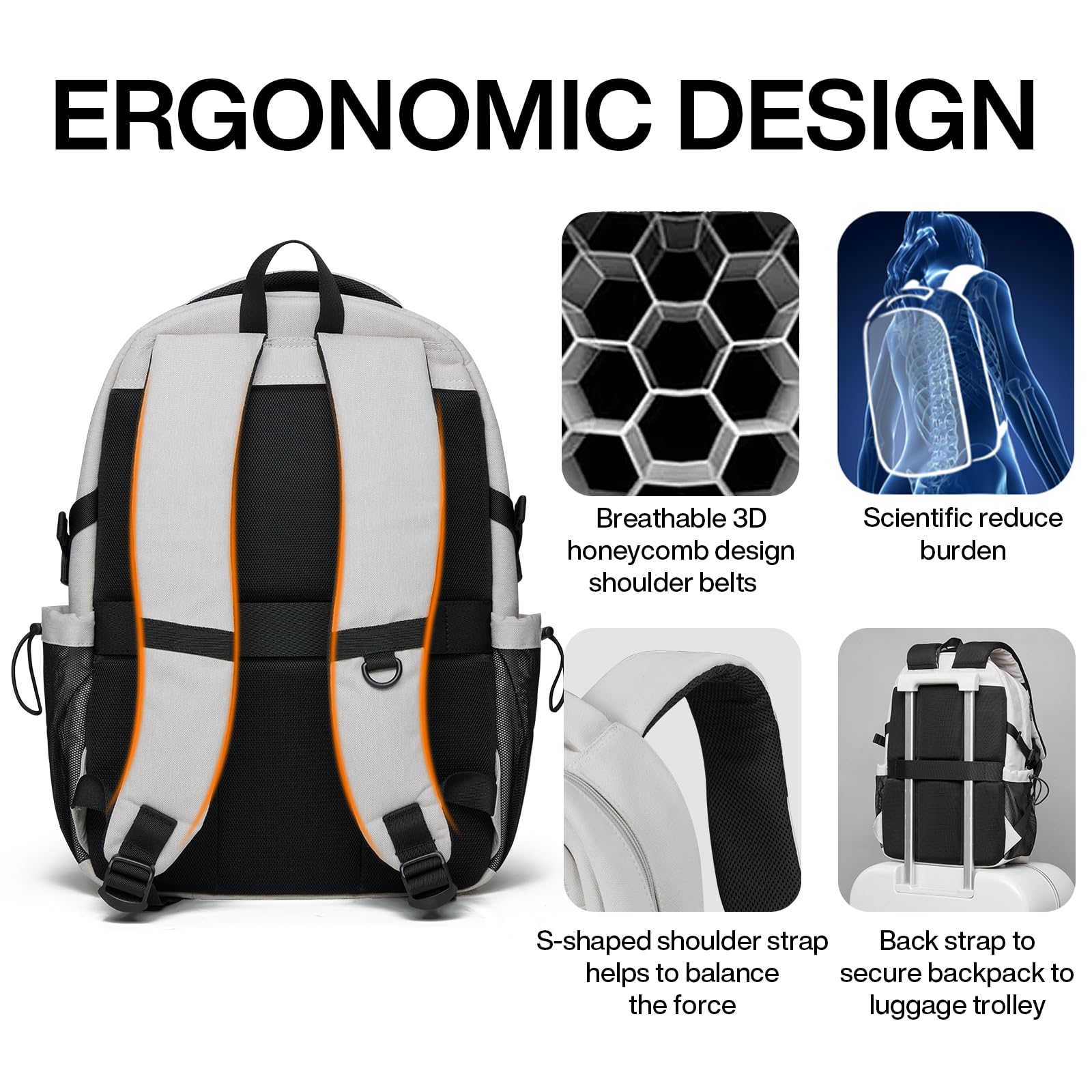 mixi Travel Laptop Backpack, Lightweight Durable School Bookbag Men Woman 15.6