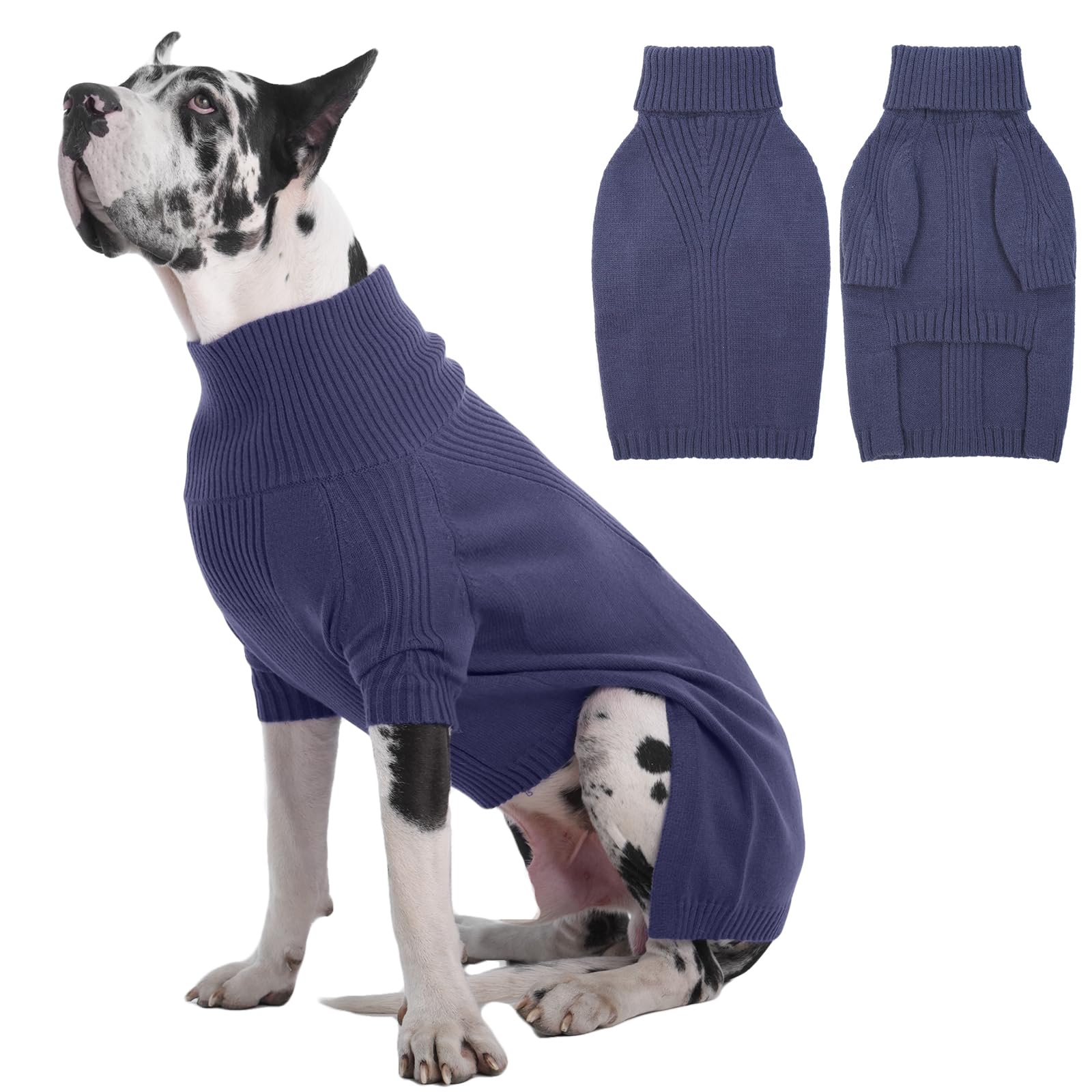 IECOii Extra Large Dog Jumper - Warm Turtleneck Sweater for Winter & Christmas
