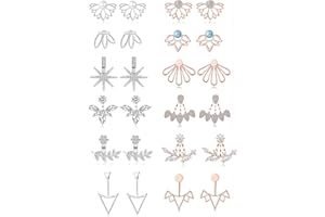 Tornito 6-12 Pairs Lotus Flower Earring Studs Chic CZ Earrings Jackets For Women Silver Rose Gold Tone
