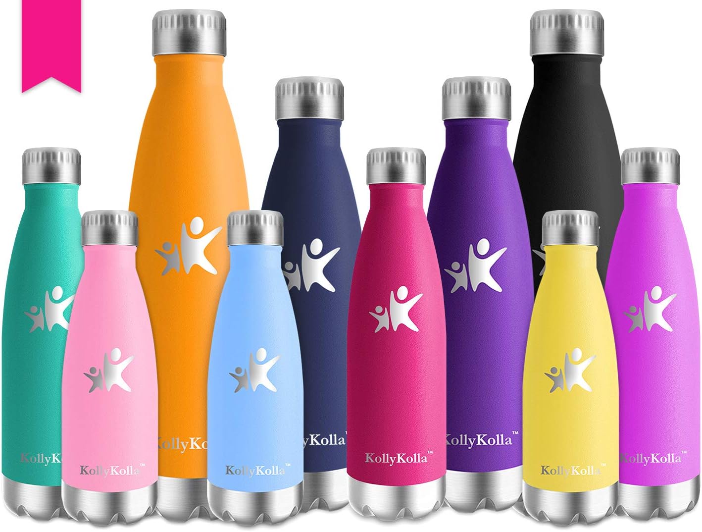 KollyKolla Vacuum Insulated Stainless Steel Water Bottle 12 Oz/17 Oz/22 Oz/ 25 Oz Double Walled Cola Shape Metal Reusable Water Bottle Kids Thermos Keep Drinks Hot and Cold for Sports Travel Outdoor