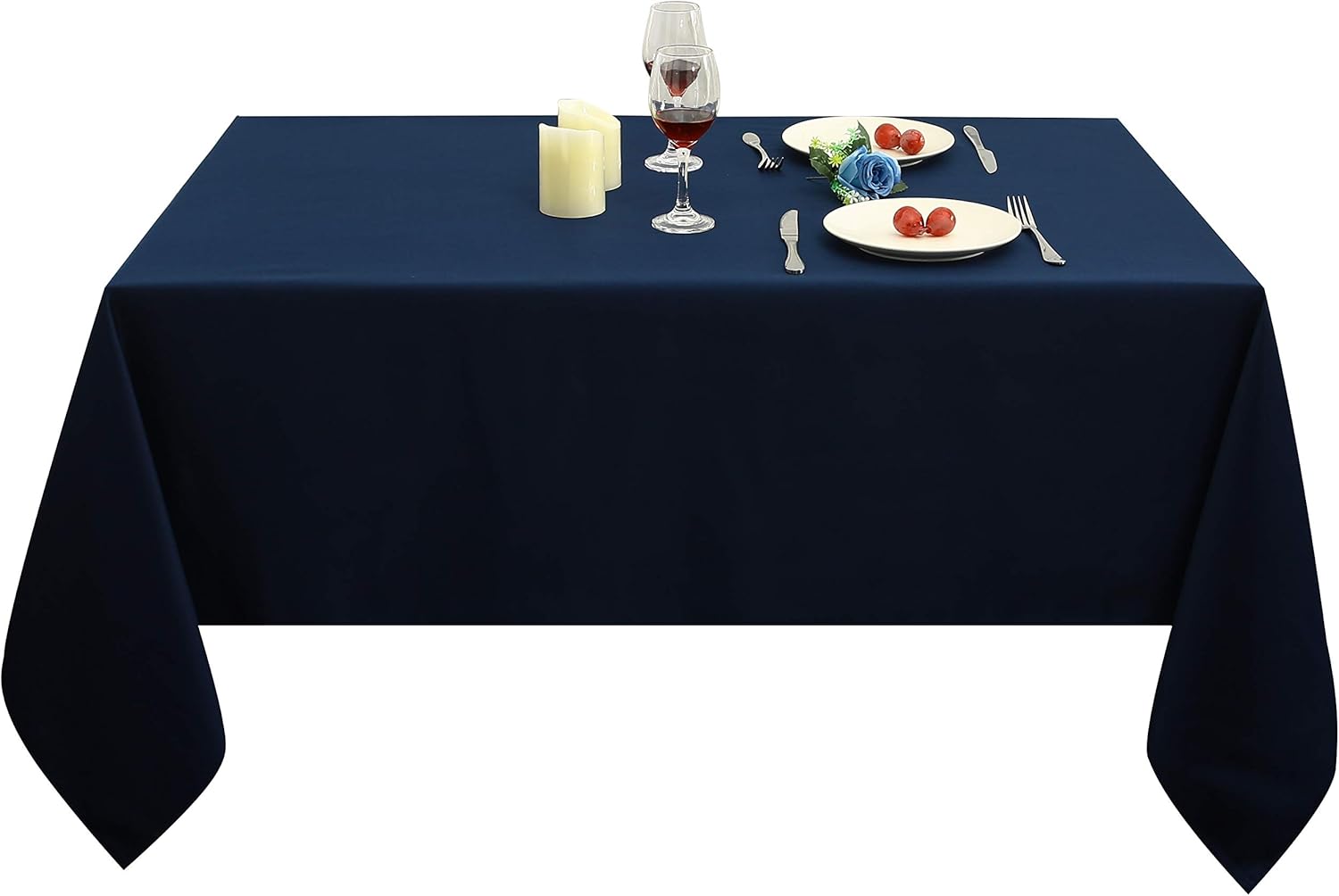 Obstal Rectangle Table Cloth, Oil-Proof Spill-Proof and Water Resistance Microfiber Tablecloth, Decorative Fabric Table Cover for Outdoor and Indoor Use (Navy Blue, 60 x 120 Inch): Home & Kitchen